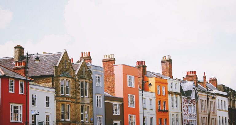 row of multicoloured houses
